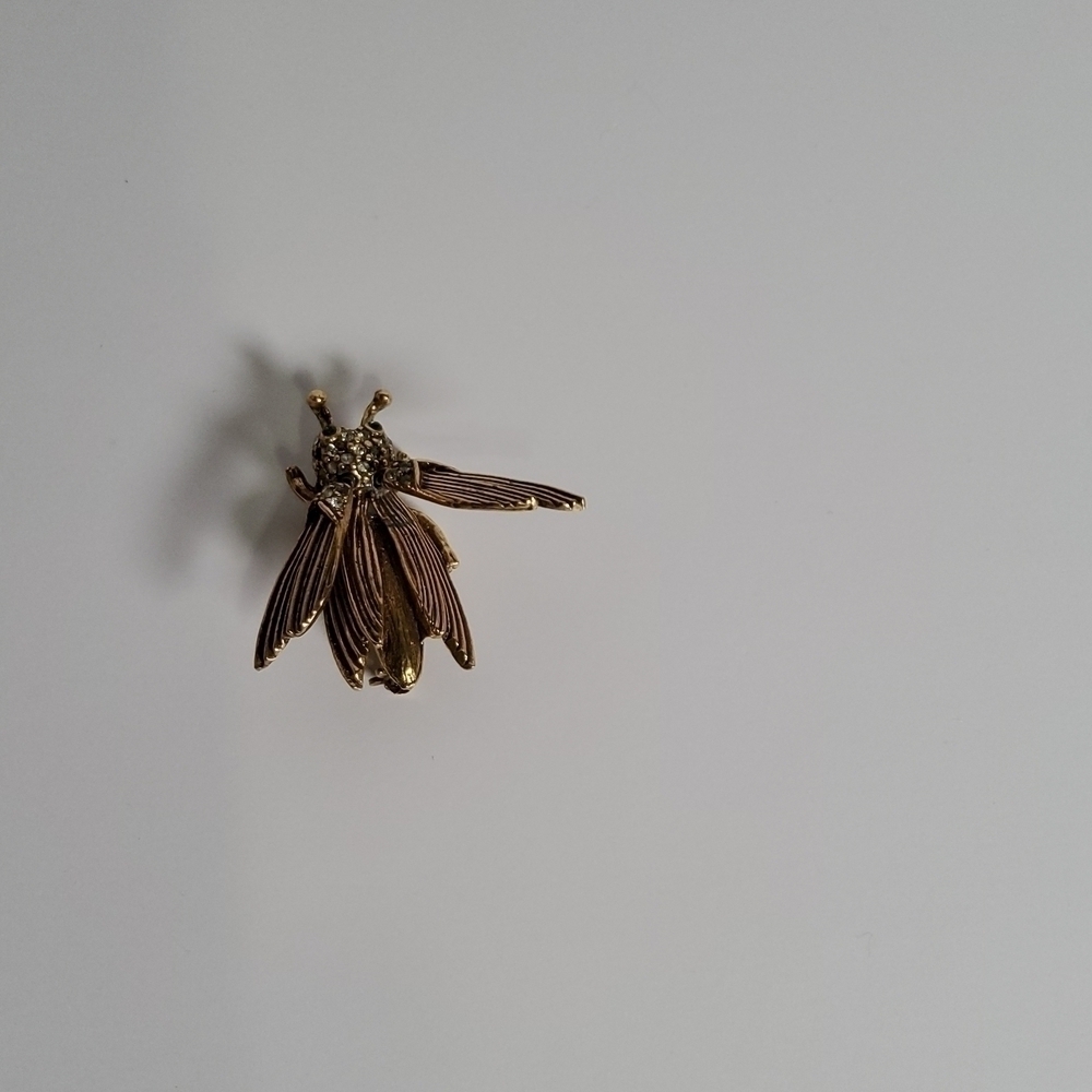 Pauline Rader Retro Rhinestone insect Brooch Signed - Picture 2 of 5